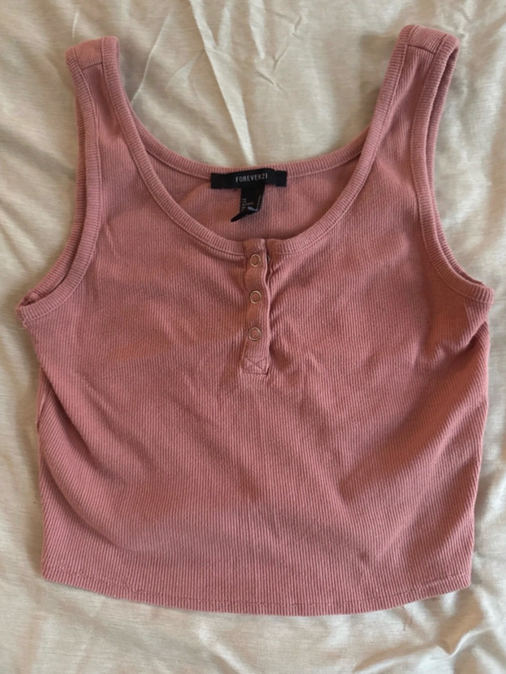 Forever 21 Ribbed Button-Front Tank in Pink Size Small Like New